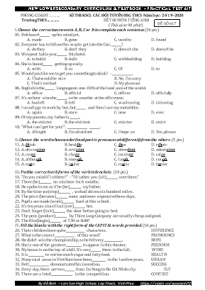 Đề thi khảo sát chất lượng các đội tuyển học sinh giỏi môn Tiếng Anh Lớp 6 - Mã đề 617 - Năm học 2019-2020 - Đỗ Bình